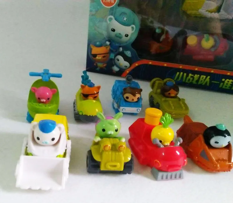 8 шт./компл. Octonauts фигурка игрушки подводная лодка автомобилей капитан barnaceles с героями из мультфильмов; куклы модель детская игрушка в подарок