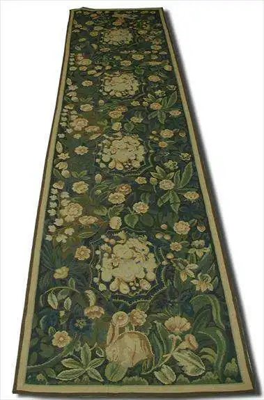 

Free shipping 10K 2.5'x10' Needlepoint runner with flowers design handmade for home decoration