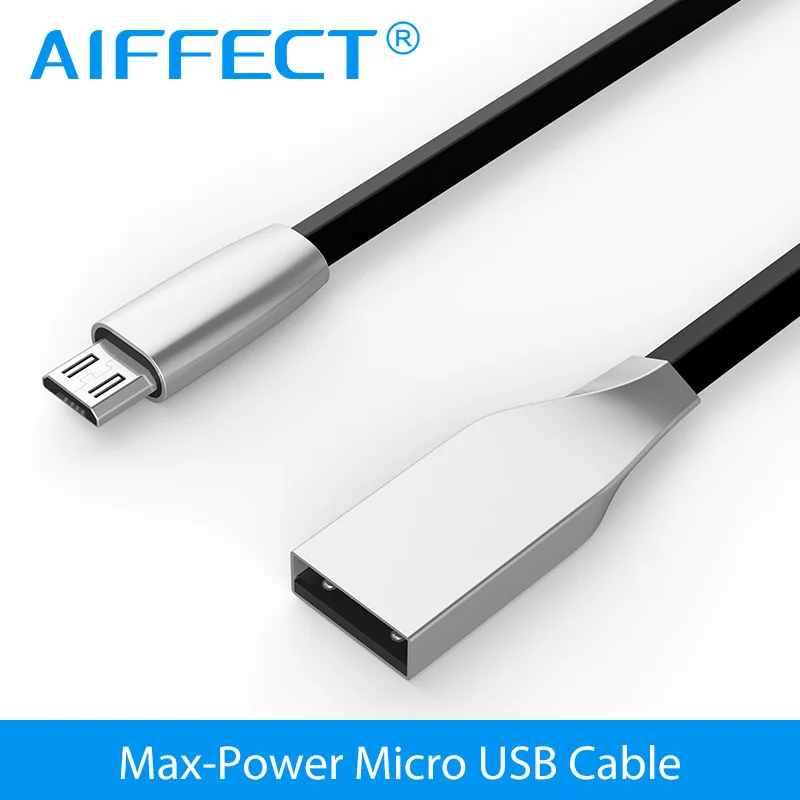 AIFFECT Micro USB кабель 2 м цинковый сплав плоский 2.4A быстрое зарядное устройство для