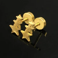 screw stud earring stainless steel gold star anti allergy earring fashion jewelry for womengirls