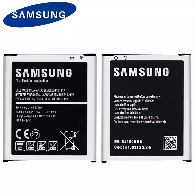 Оригинальный аккумулятор Samsung для Galaxy J1 (версии 2015 года) J100 J100F J100H J100FN J100M J100D Φ 1850