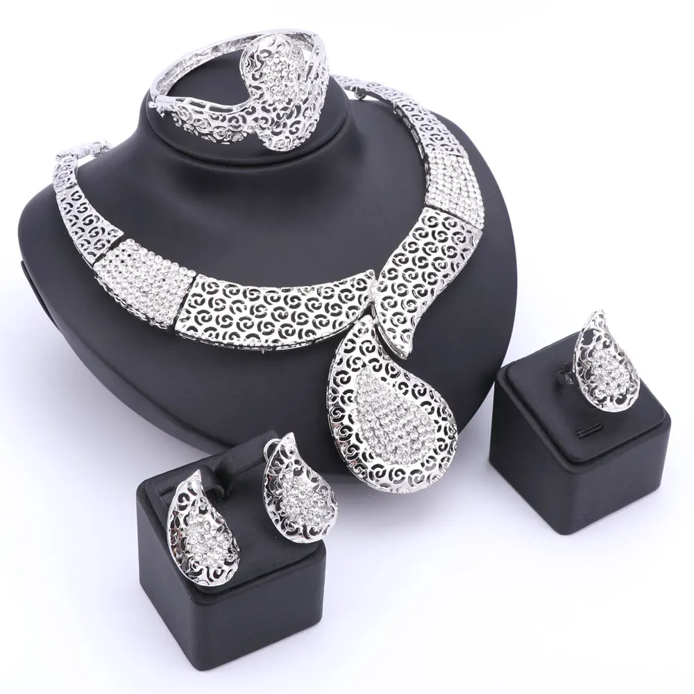 Свадебный комплект из ожерелья белого и золотого цвета комплекты ювелирных