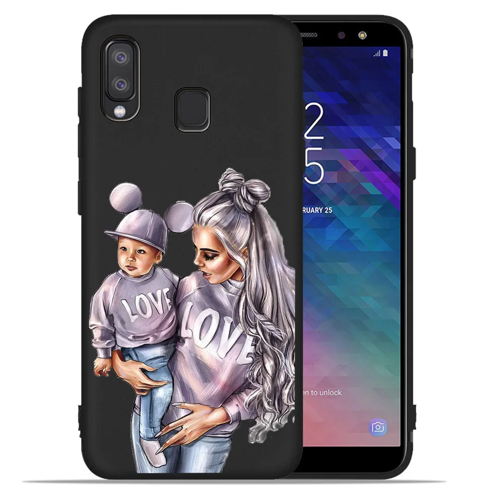 Черный чехол из ТПУ для Samsung Galaxy A7 A92018 Etui Baby Mom Girl A30 40 50 70 A6 A8 Plus 2018 A320|Чехлы-накладки|