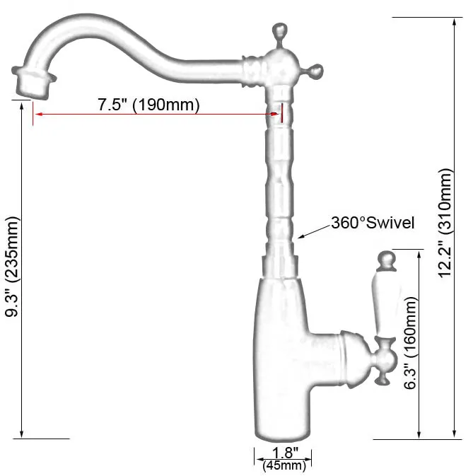 Смеситель для кухни и ванной комнаты с мокрым сливом черный бронзовый кран