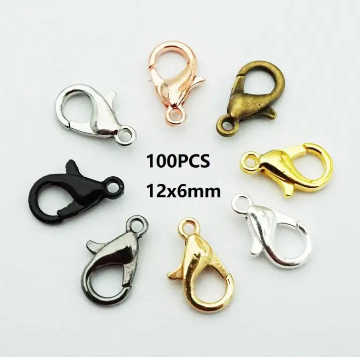 Lobster100pcs 12x6mm 100 шт./лот застежка "Лобстер" крючок и 300 шт Открытый круг прыгающие кольца открытая одна петля для DIY ожерелье браслет Изготовление ювелирных изделий - Цвет: Lobster100pcs 12x6mm
