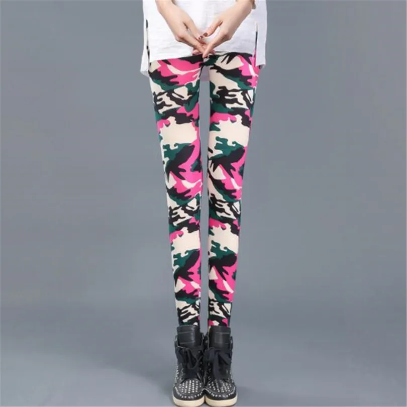 Rose red camouflage YRRETY, новинка, леггинсы с высокой талией, женская одежда для фитнеса,, обтягивающие женские штаны, женские сексуальные леггинсы с высокой талией, леггинсы для тренировок - Цвет: Rose red camouflage