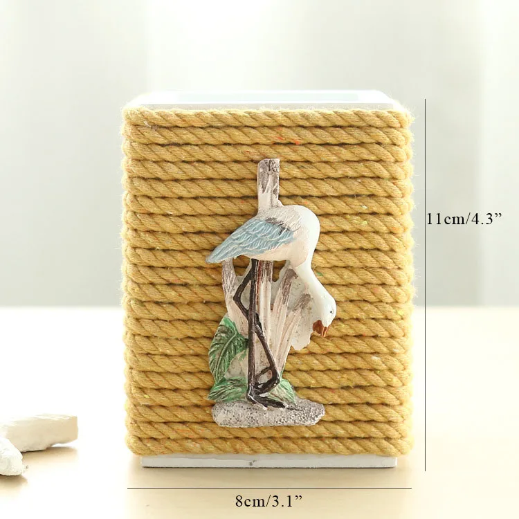 Деревянный пенал в средиземноморском стиле с квадратной веревкой предметы