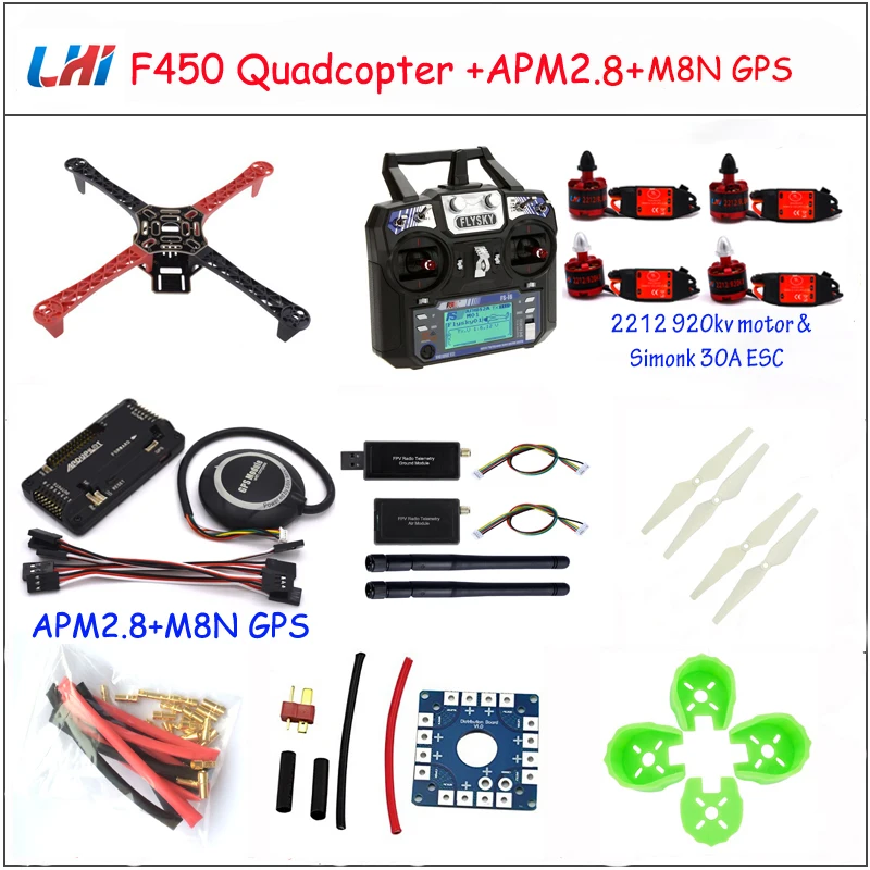 verde claro Skywalker Rc самолет F450 стойка квадрокоптера комплект рама Apm2.8 и M8n Gps 2212 920kv Simonk 30a 9443 реквизит дроны Квадрокоптер - Цвет: verde claro