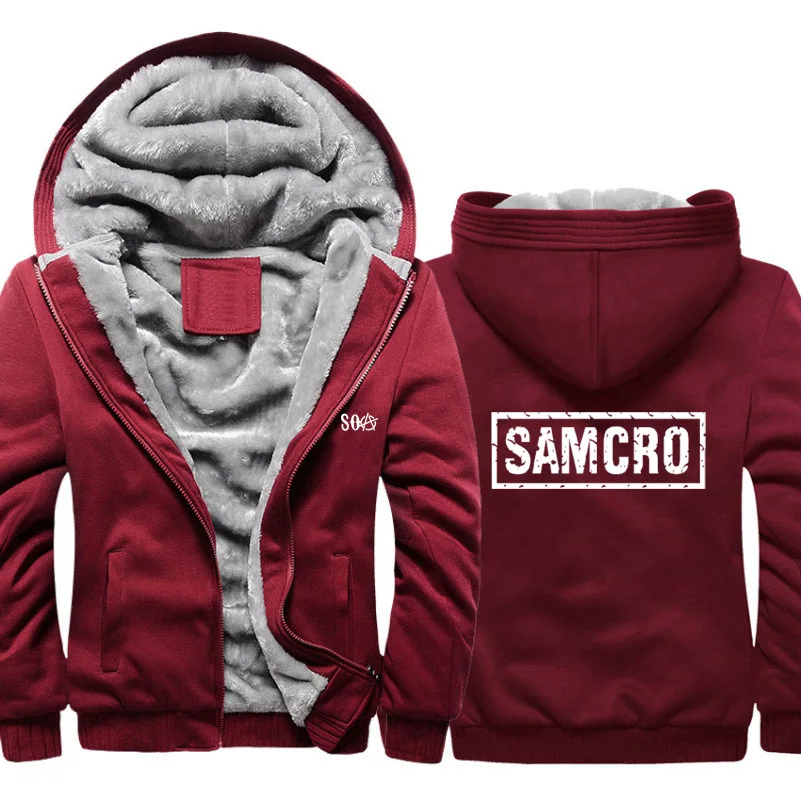 

SOA Sons of Anarchy Hoodies Mens Winter fleece Thicken Warm Camouflage coat zipper Sweatshirt SAMCRO Print Mens Hoodies Jacket