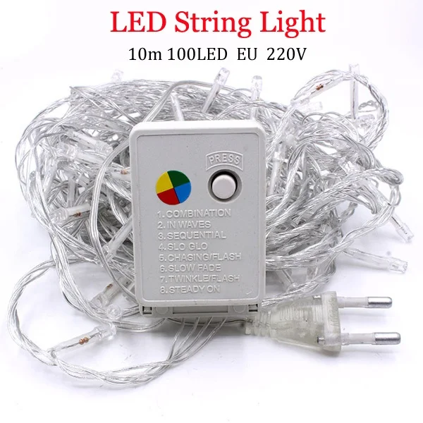 10M 100LED Светодиодный свет шнура 10 м 100 светодиодный s Rgb Гирлянда для создания сказочной атмосферы на открытом воздухе лампа водонепроницаемый наружный Декор свет Рождественские огни - Испускаемый цвет: 10M 100LED