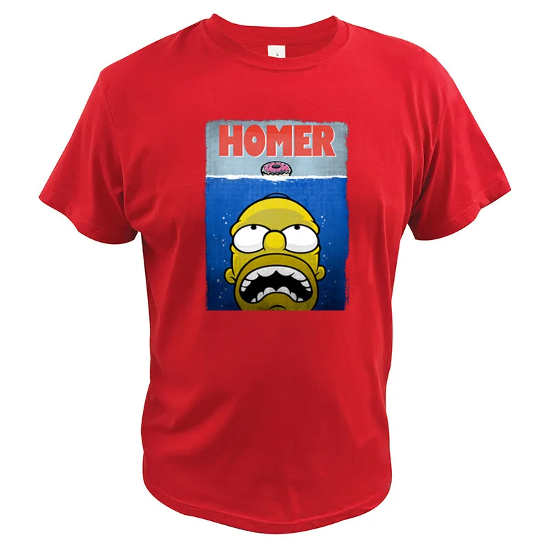 Homer Jay футболка Симпсон пончики ЕС Размер цифровой печати дышащие Camisetas Чистый хлопок Американский мультфильм топы тройник - Цвет: Красный