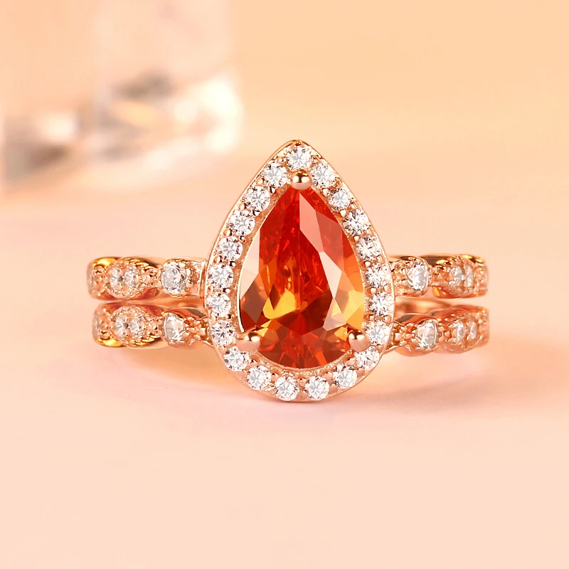 Женский Романтический Комплект из розового золота с подвеской в форме груши |