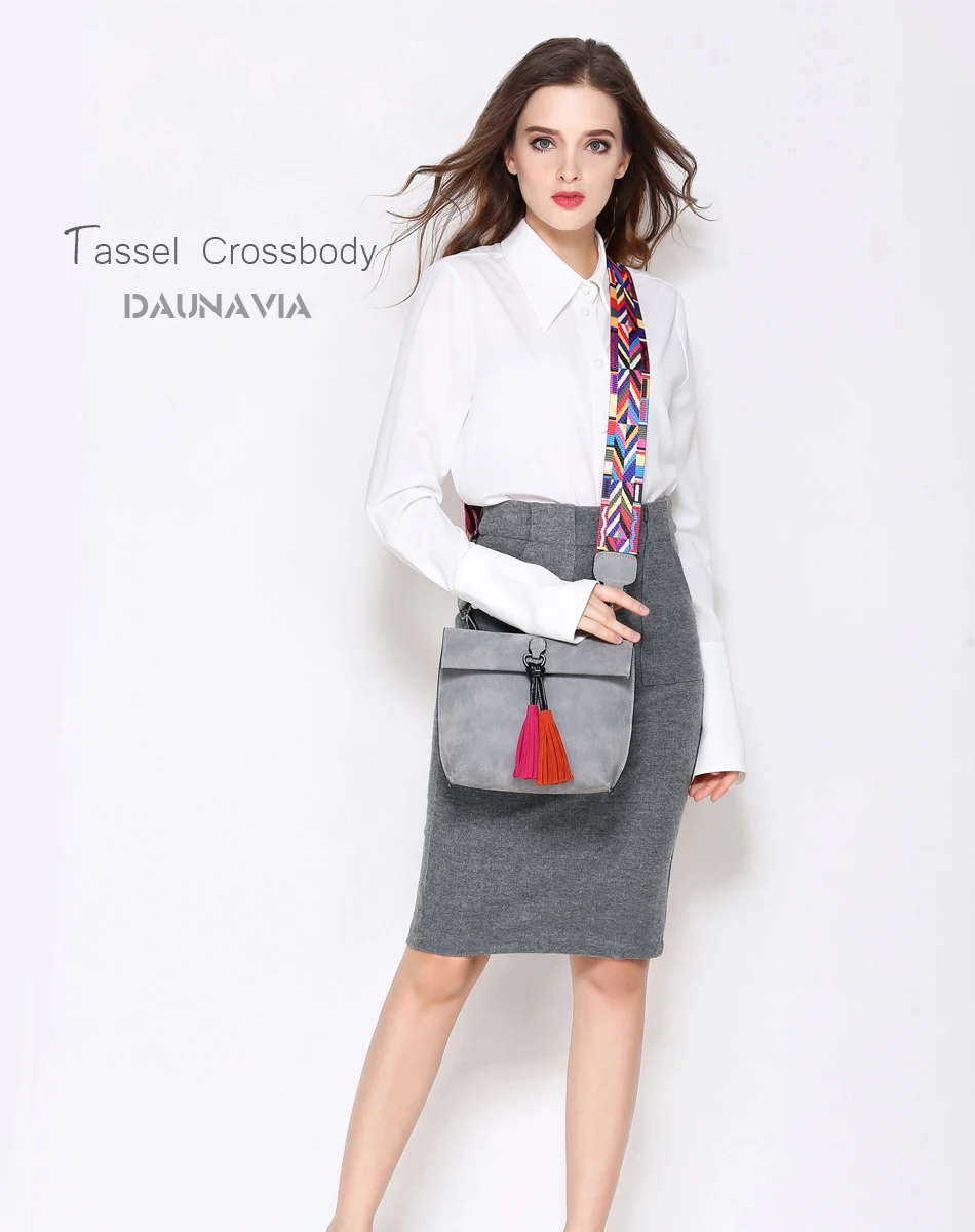 DAUNAVIA Women Bag Crossbody Tassel Shoulder Bag Women Luxury Handbags Women Bags Designer Brand Bohemian strap Bag for women