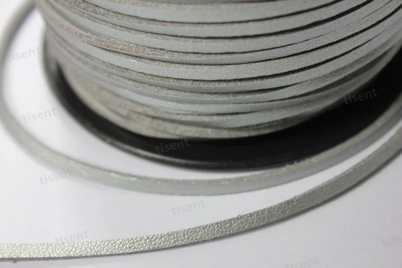 Silver 10 ярдов 3 мм плоская искусственная замша кожа полоса, корейский бархат кожаный шнур DIY веревка нить изготовления декоративные принадлежности для рукоделия - Цвет: Silver