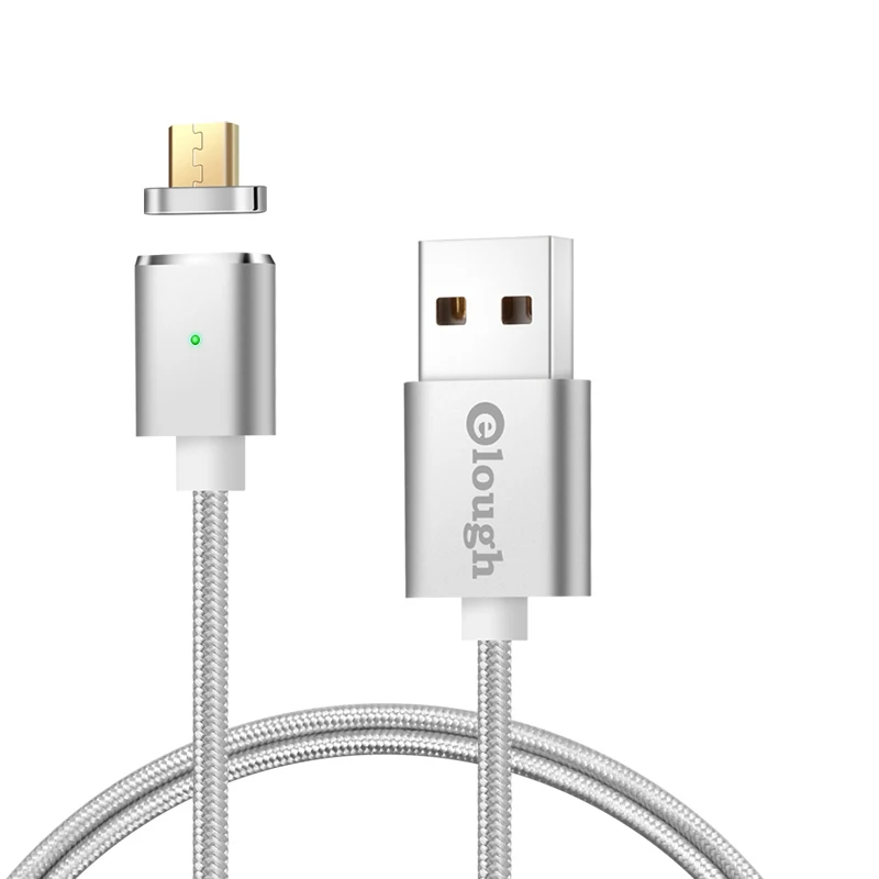 Silver Cable Elough E03 Магнитный кабель для samsung Xiaomi huawei быстрое зарядное устройство для мобильного телефона Магнитный зарядный кабель Micro USB кабель провод - Цвет: Silver Cable