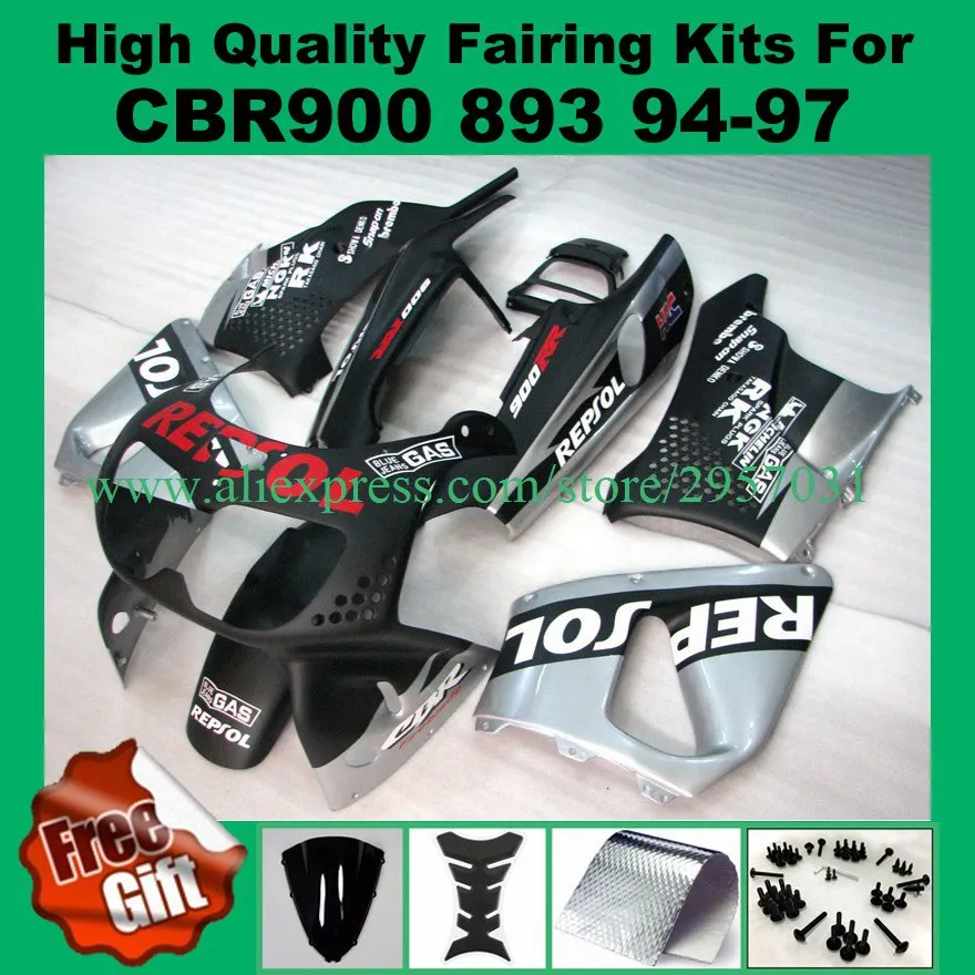 

Free screws+gifts Silver Black REPSOL fairings for Honda CBR900RR 893 92 93 94 95 fairing kit CBR 893RR 1992 1993 1994 1995