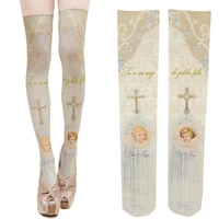 ddlg girls gothic pantyhose sexy thin socks 3d printing lolita cos
