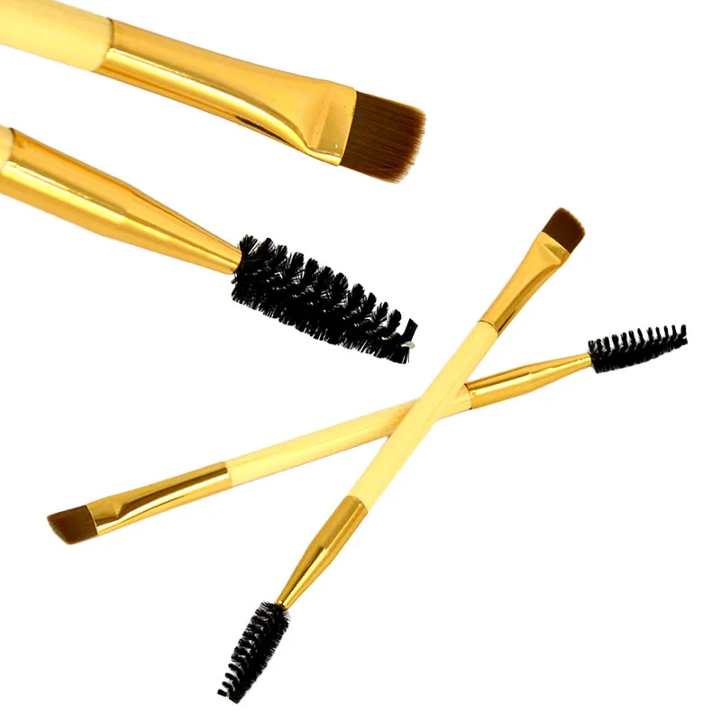 1 шт. высокое качество инструмент макияж бамбук ручку дважды брови кисти + гребень