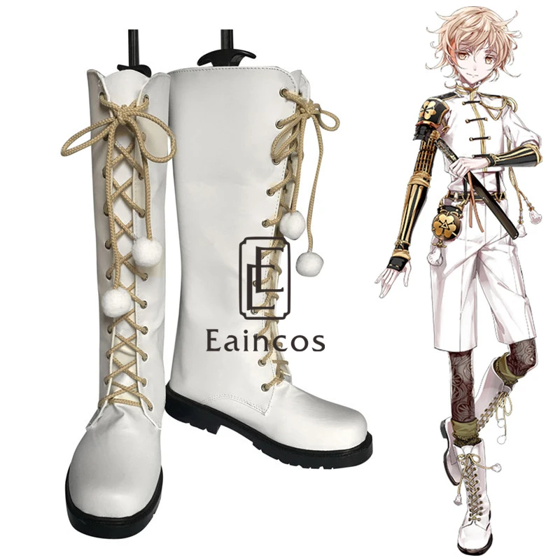 Touken Ranbu Online Monoyoshi Sadamune Косплей Хэллоуин Обувь для вечеринки белые ботинки на заказ