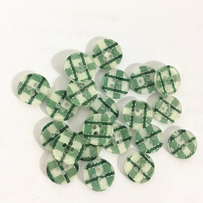 100pcs 12mm Red/Pink/Lilac/Green Gingham Checks Acrylic Buttons Sewing Accessory Round 4 Holes Button Embellishment Crafts - купить по