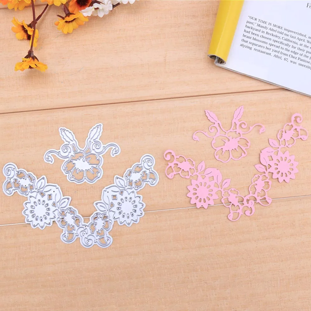 

2pcs/Set Flower Corner Metal Cutting Dies Stencils for DIY Scrapbooking Photo Album Embossing Paper Cards Decorative Crafts