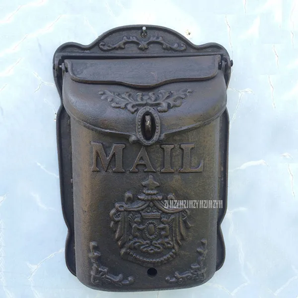 Emblem mailbox Сельский стиль Сверхмощный настенный чугунный почтовый ящик металлическая почтовая коробка газета письмо почтовый ящик деревенский почтовый ящик гардон ярд - Цвет: Emblem mailbox