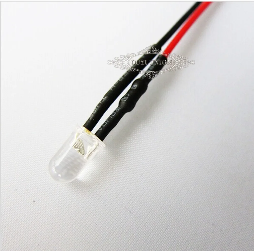 White Pre Wired 3mm Bright LEDs 20cm Prewired 12V Lamp Light 25 Degree 1000PCS | Электронные компоненты и