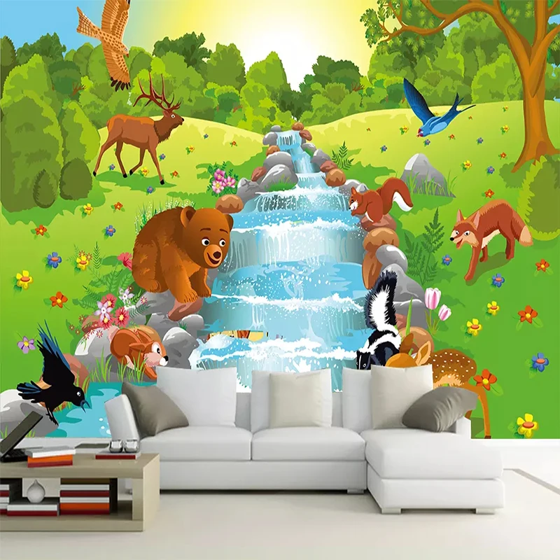 3D фотообои на заказ скандинавские простые Мультяшные животные лесной медведь