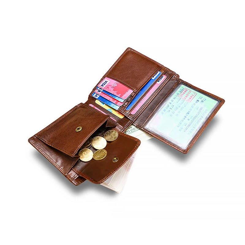

BONAMIE Creative New Multi-card Cowhide Wallet Short Business Casual Coin Purse Credit Card Wallet Genuine Leather Men's Wallet