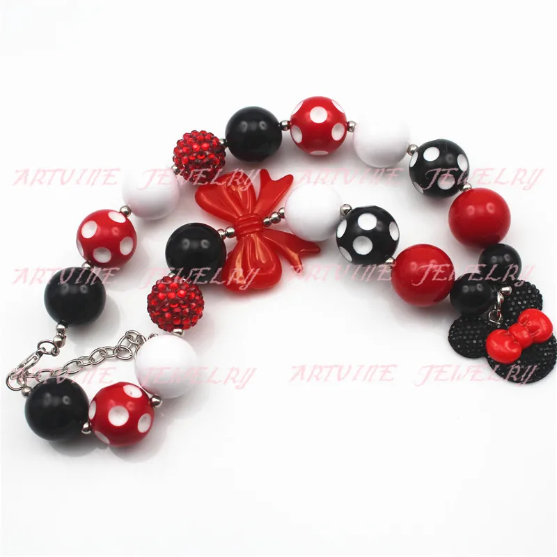 Красный узел Микки Мауса набор ожерелья для девушек массивное ожерелье жвачка