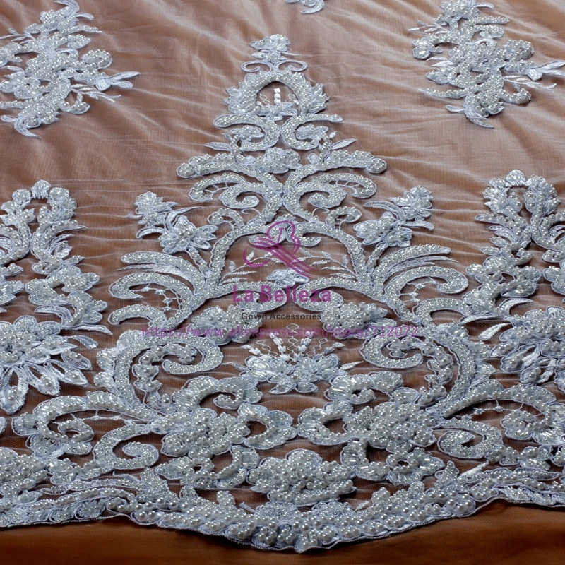 La Belleza модный стиль белый/чистый whithandmade Бисероплетение кружевная ткань свадебное/вечернее платье кружевная ткань 4" Ширина 1 ярд