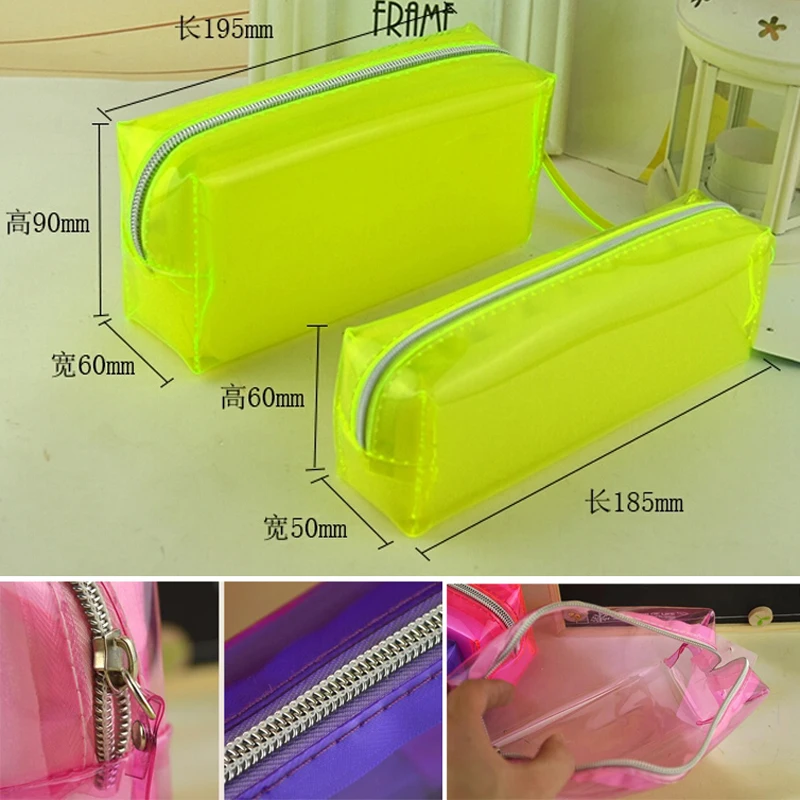 Пенал прозрачный для ручек и карандашей модные Канцтовары карамельных цветов