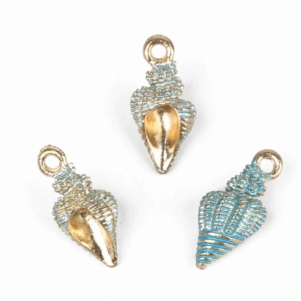 10 шт./лот 20 ММ Очаровательная подвеска из сплава с эмалью и ракушками золотого