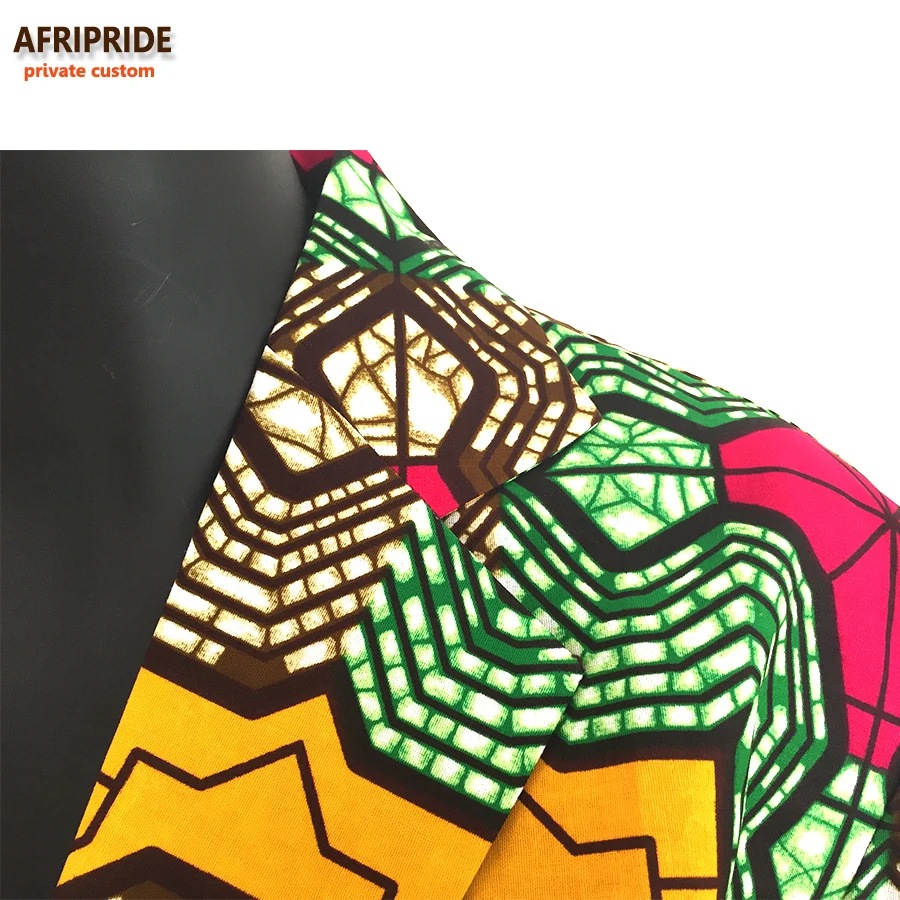 Осенний Африканский женский костюм из двух частей AFRIPRIDE, индивидуальное пальто+ брюки до колен, супер батик, хлопок размера плюс, A722634
