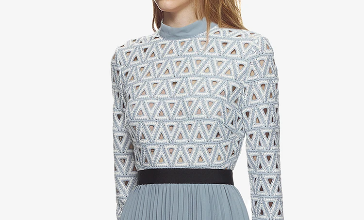 Женское Плиссированное кружевное платье HAMALIEL шифоновое миди с длинным рукавом в