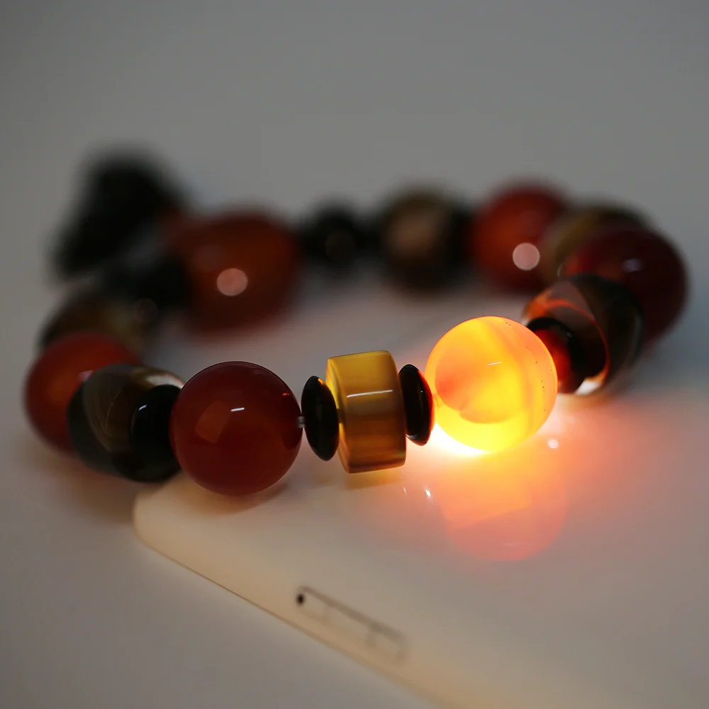 Yumten халцедон Камень Браслет Для мужчин естественный Lucky Бусины Jewelry Интимные