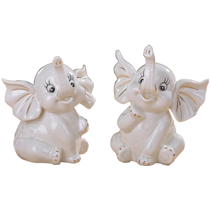

American Style ceramics Lovers of elephants table home decoration crafts Animals figurine fairy garden halloween cabochon gifts