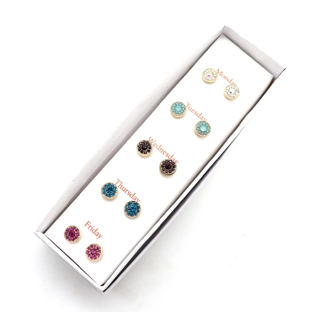 5 пар/уп. металлические жемчужные серьги гвоздики с цветком композитные коробки