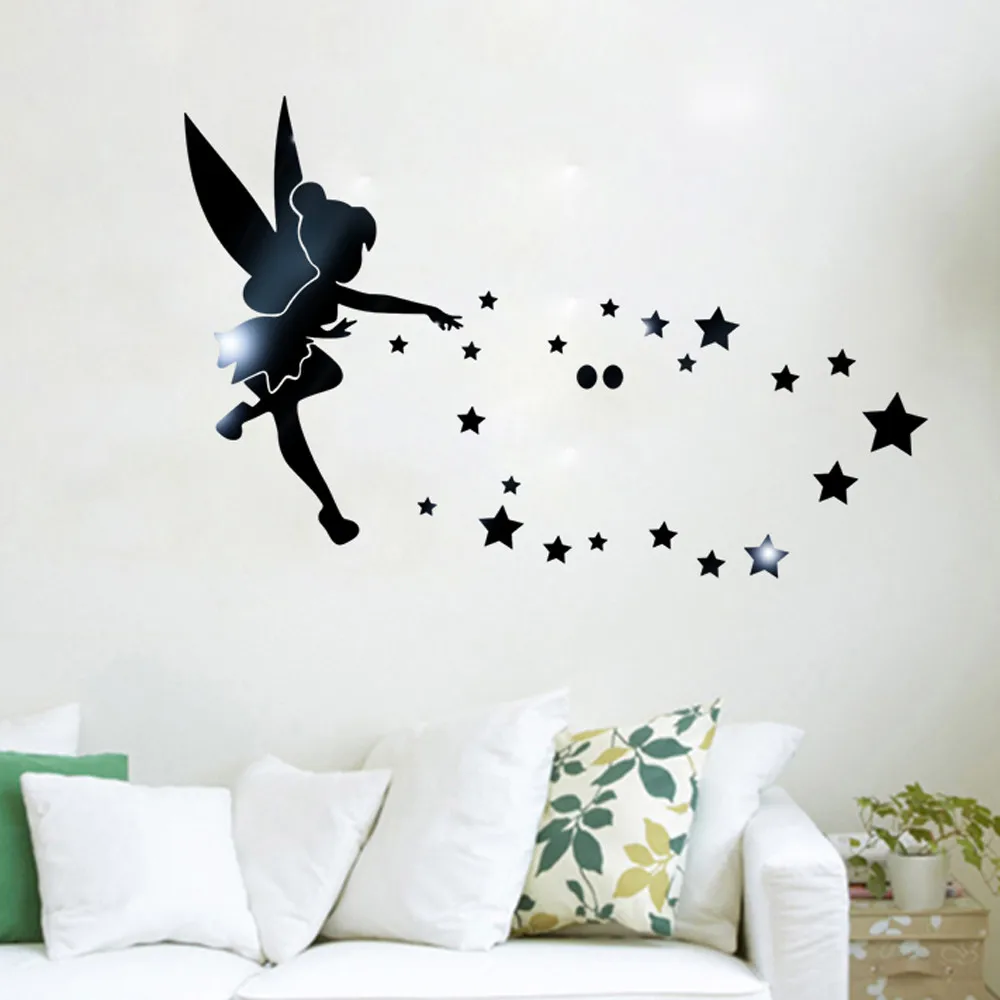 Прекрасный Ангел Блестящий Золотой Espelho зеркальный стикер лестница звезда