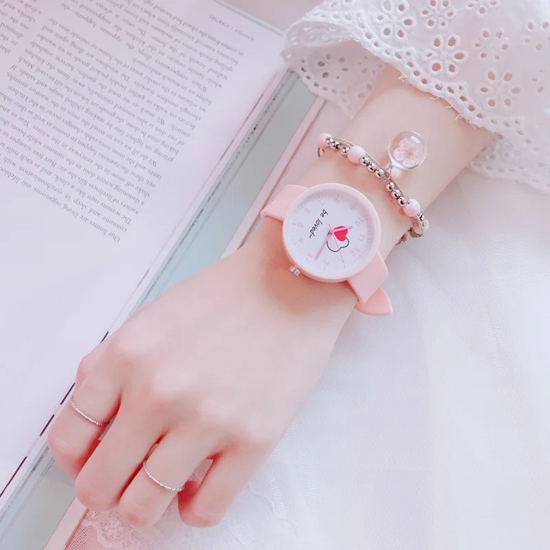 Кварцевые часы Love Heart Design для женщин милые повседневные силиконовые простые