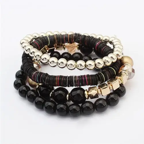 LEMOER Woman Beach Jewelry 2019 Fashion Bohemian Style Multilayer Candy Color Geometric Beads bracelets &amp bangles Pulseras Mujer |