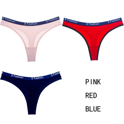 pinkredblue JERRINUT, 3 шт., сексуальные трусики, стринги, нижнее белье для женщин, бесшовные трусики, Спортивное нижнее белье с буквами, хлопковые стринги, женские трусы - Цвет: pinkredblue