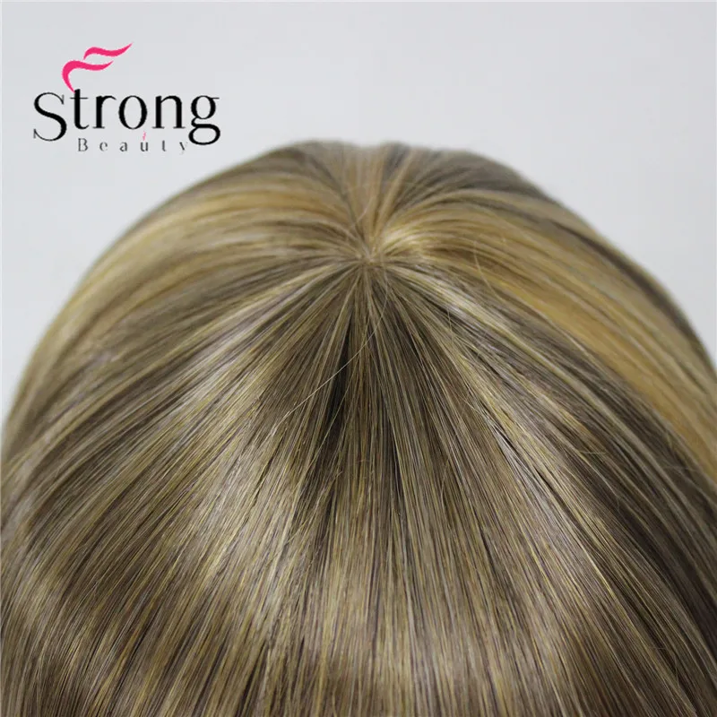 StrongBeauty женский короткий боб прямой блонд полный синтетический парик для повседневной носки