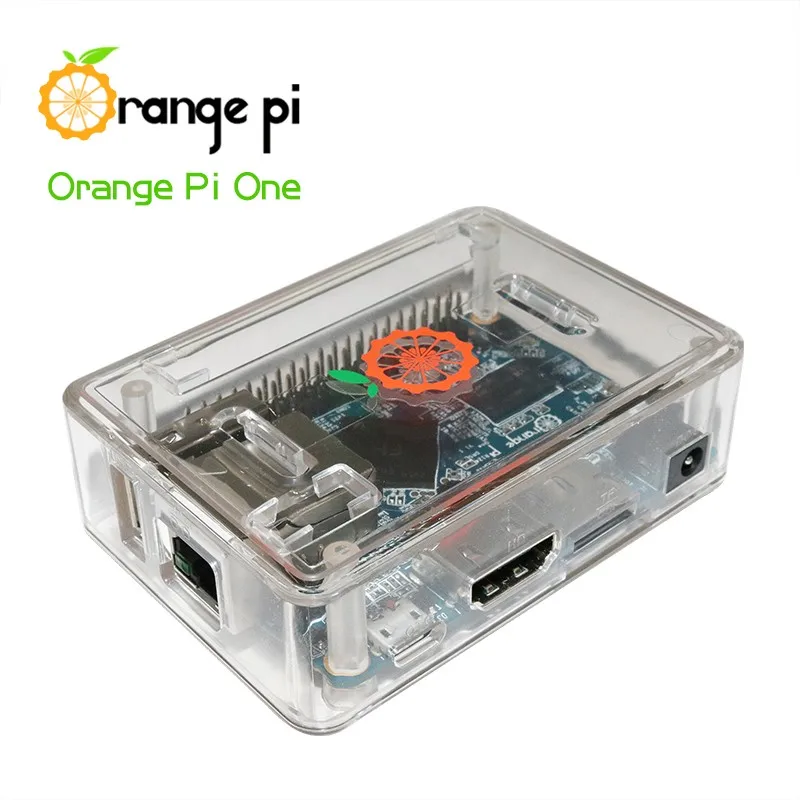 Orange Pi One Set3: Orange Pi One+ прозрачный ABS чехол+ USB к DC 4,0 мм-1,7 мм Кабель питания Поддержка Android, Ubuntu, Debian