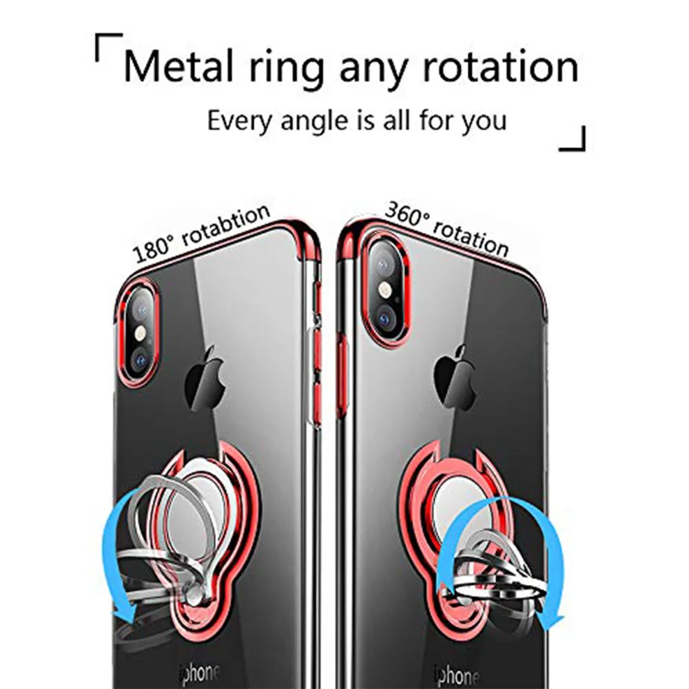 NYFundas 360 Degree Rotation case for iphone 8 7 6 6s plus X ring Holder stand Plating magnetic cover XS MAX XR |