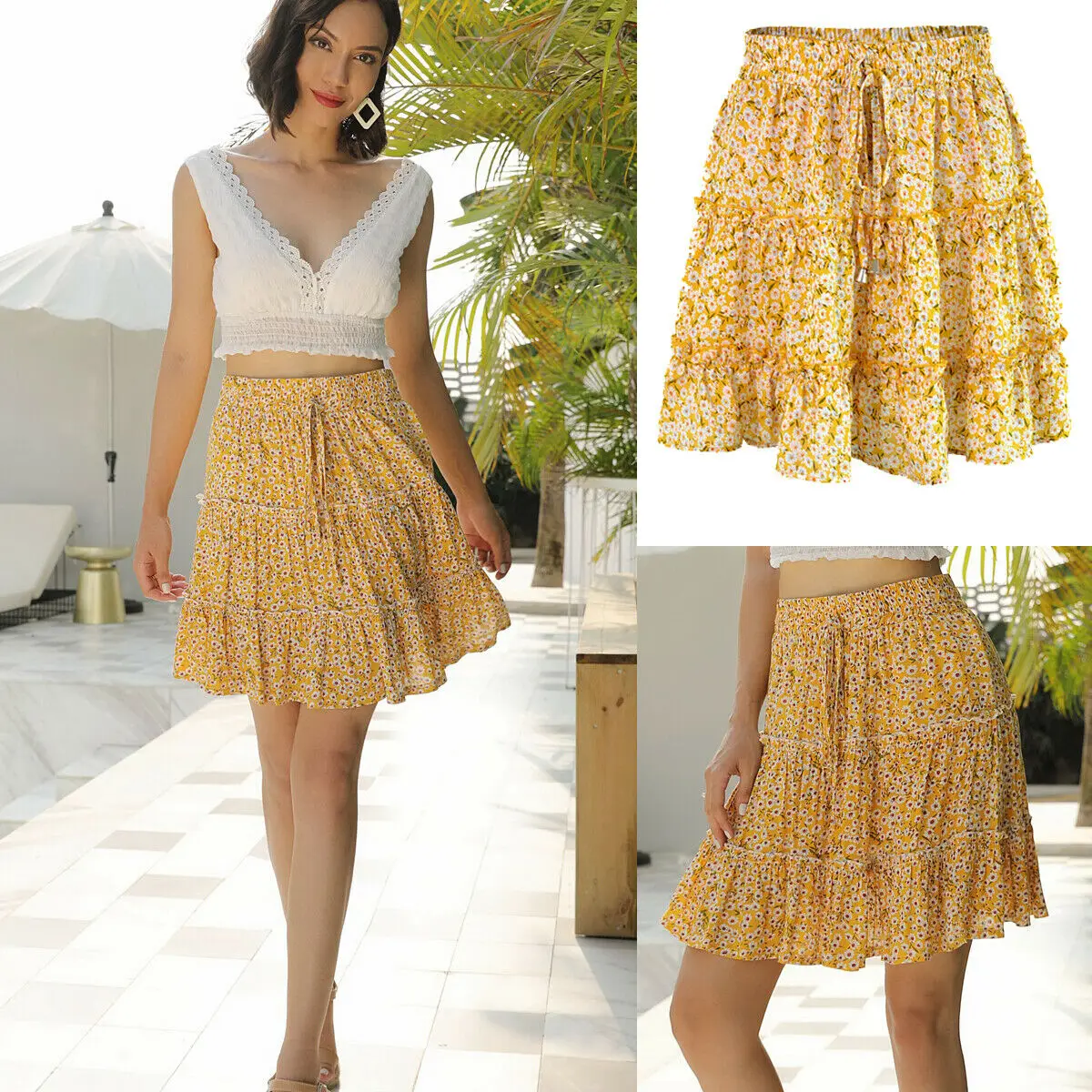 4Colors Summer Women Hot Fashion Floral Skirts Ladies Female Bohemian Gypsy Beach Skirt Sundress Outfits New | Женская одежда