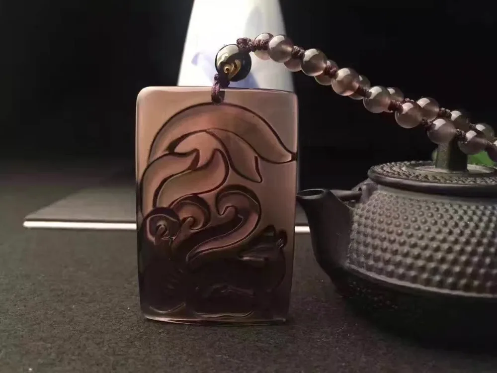 Черная Радуга Ice обсидиан Вырезка девятихвостая лиса Лаки Амулет подвеска