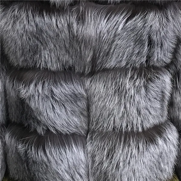 Natural silver fox Женское пальто из натурального меха, толстая теплая Женская куртка из натурального Лисьего меха, верхняя одежда, модная зимняя шуба из натурального Лисьего меха со стоячим воротником для женщин - Цвет: Natural silver fox
