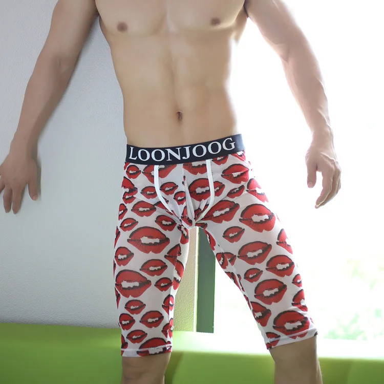 Сексуальное нижнее белье для геев мужские сетчатые трусы боксеры с низкой талией