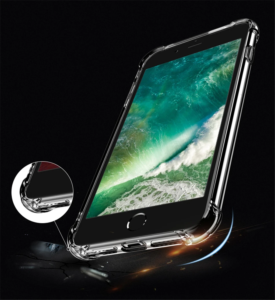 200 шт./лот для iphone 7 7Plus 6S 5 5S кристально прозрачный силиконовый мягкий ТПУ чехол с